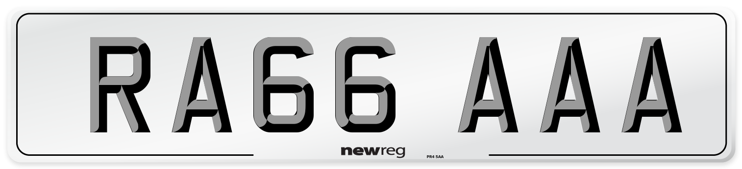 RA66 AAA Number Plate from New Reg